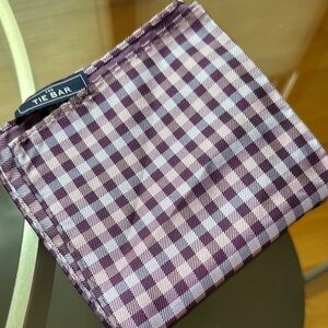 Tie Bar Purple Checkered Pocket Square